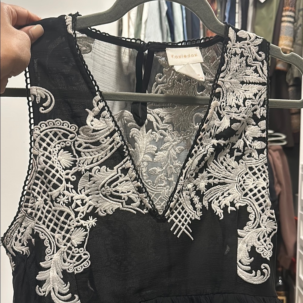 Black and White Embroidered Dress